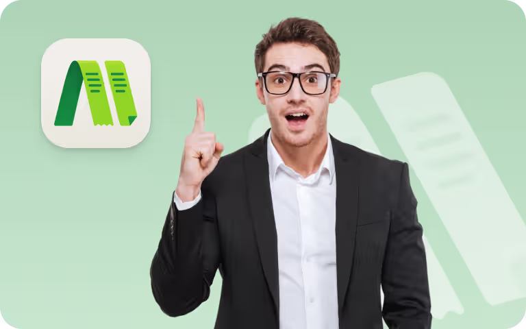 A man in a suit points to the ccMonet app icon, representing our experts. They leverage AI - powered tools to offer SMEs bookkeeping, reconciliation, and customized workflow solutions, with tax and compliance specialists ensuring financial accuracy and regulatory adherence.